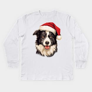 Border Collie Christmas Kids Long Sleeve T-Shirt